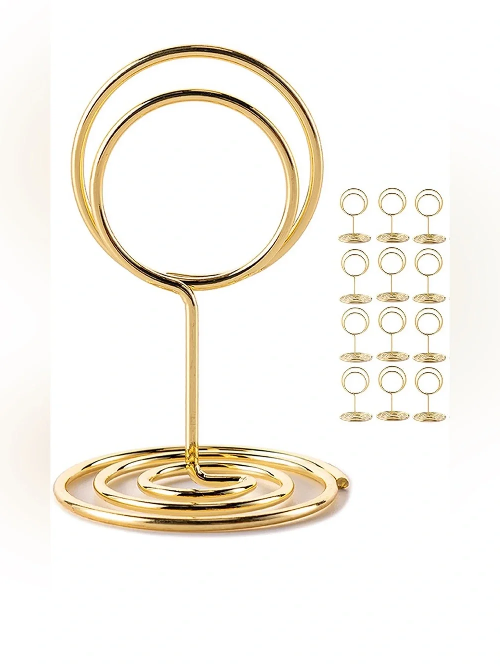 Gold Wire Spiral Place Card Holders - Set